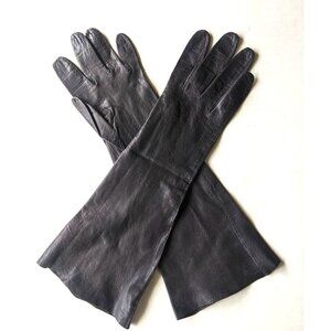 Viola Weinberger Formal Gloves Brown Kidskin Leather Women Med Vtg 14.5" Long